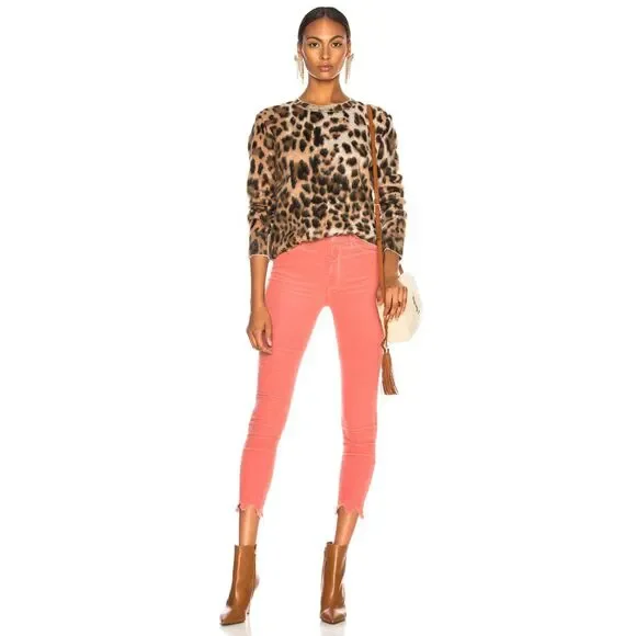 NWT MOTHER Denim High Waisted Looker Ankle Chew in Hopscotch Pink Corduroy Sz 24